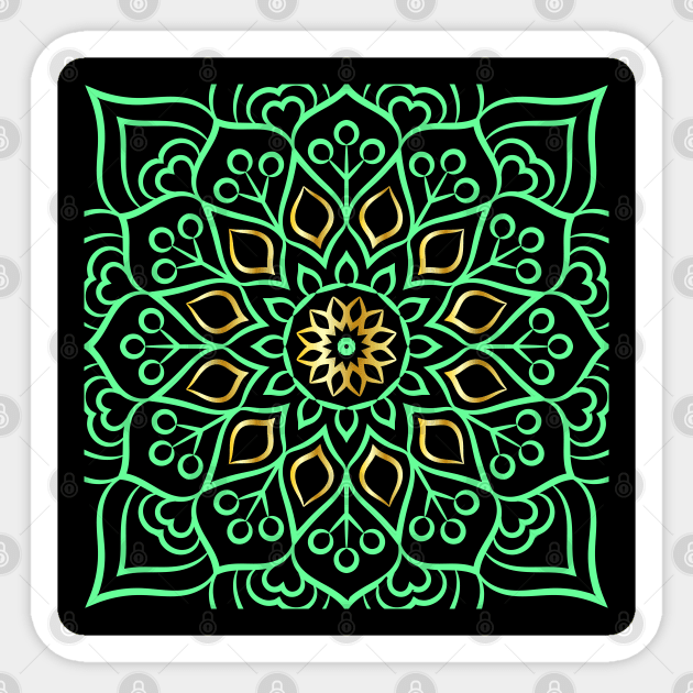 green mandala graphic pattern Sticker by Eric Okore